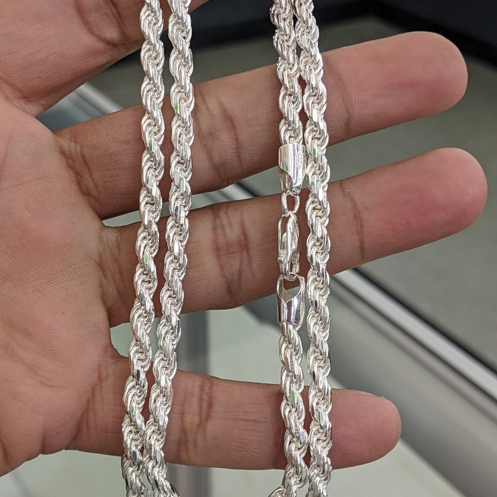 925 Sterling Silver Solid Rope Chain - image 4